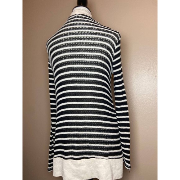Splendid Black and White Striped Open Front Cardigan with Pockets Size Small - Picture 5 of 7